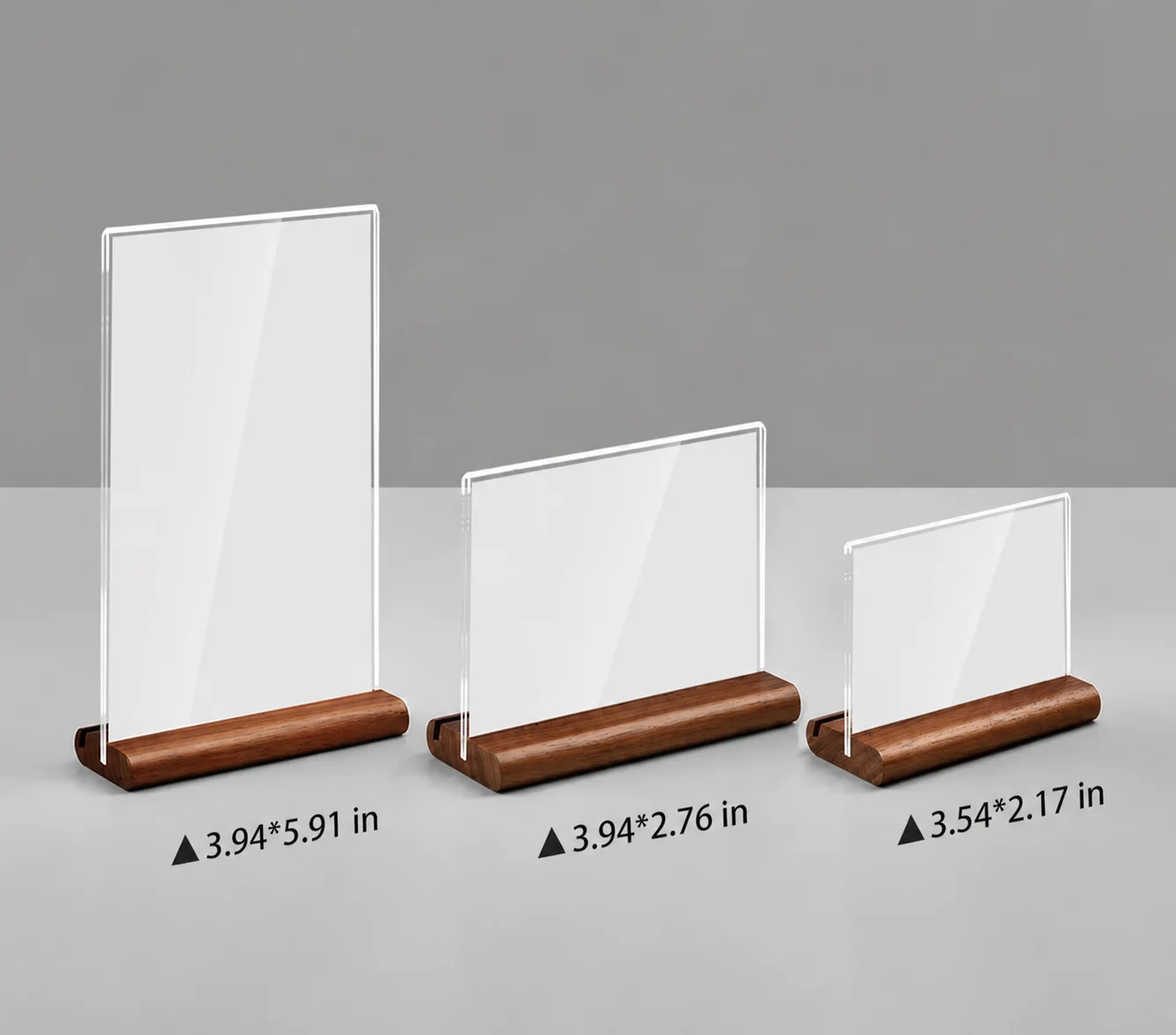 The Tap-Tap plaque shown in three sizes with their dimensions